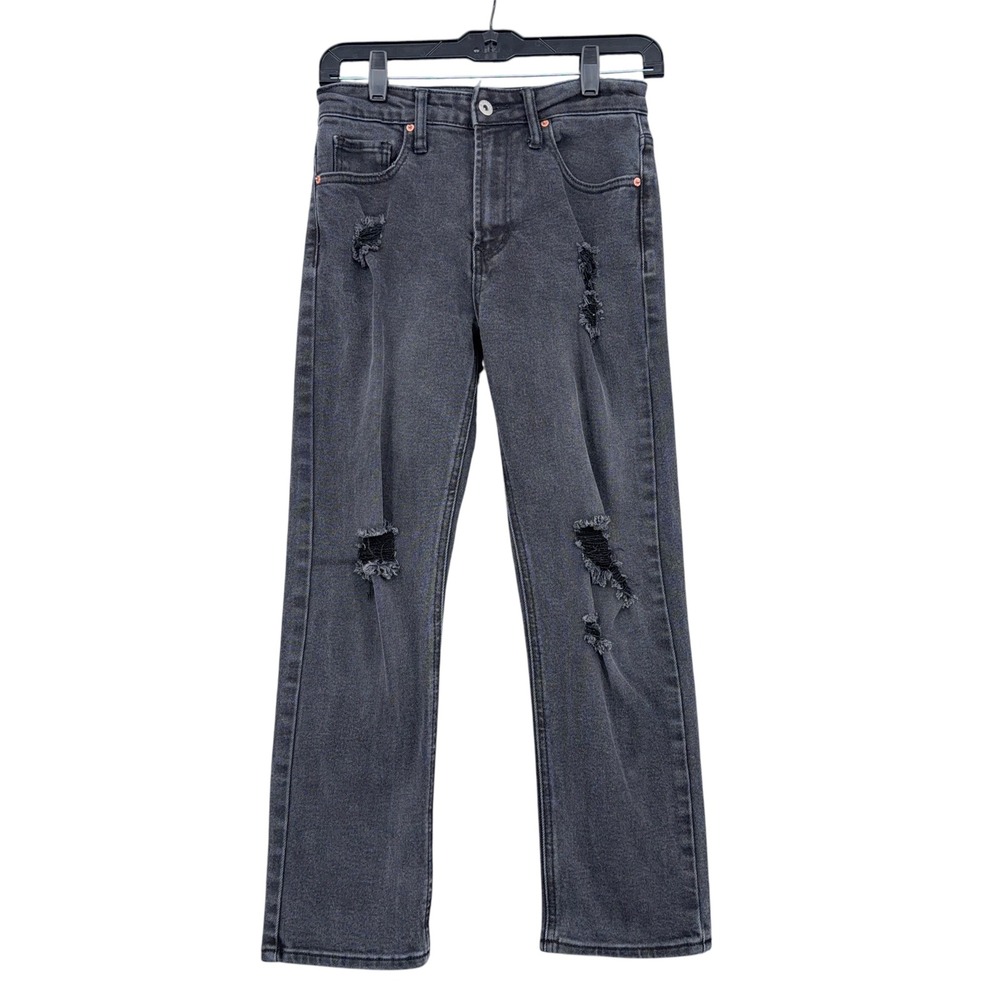 S.O.N.G. Timeless Fit Womens 1/25 Cotton Blend Black‎ Distressed High Rise Jeans
